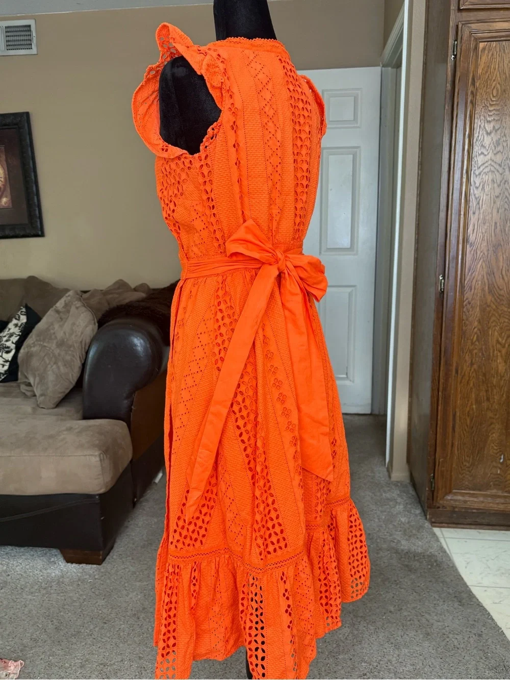 J Crew Women's Orange Eyelet Wrap Dress size 4